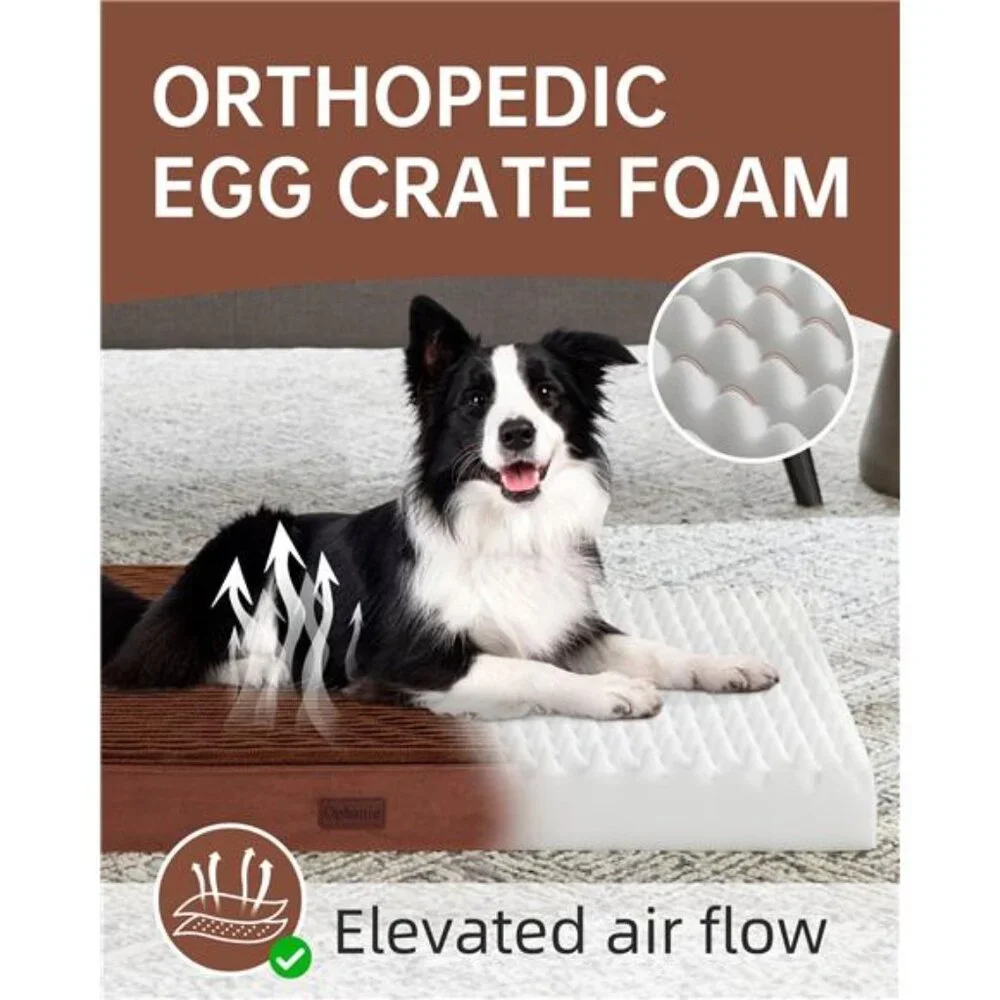 Brown Orthopedic Dog Bed for Large Dogs with Non-Slip Bottom Size(35